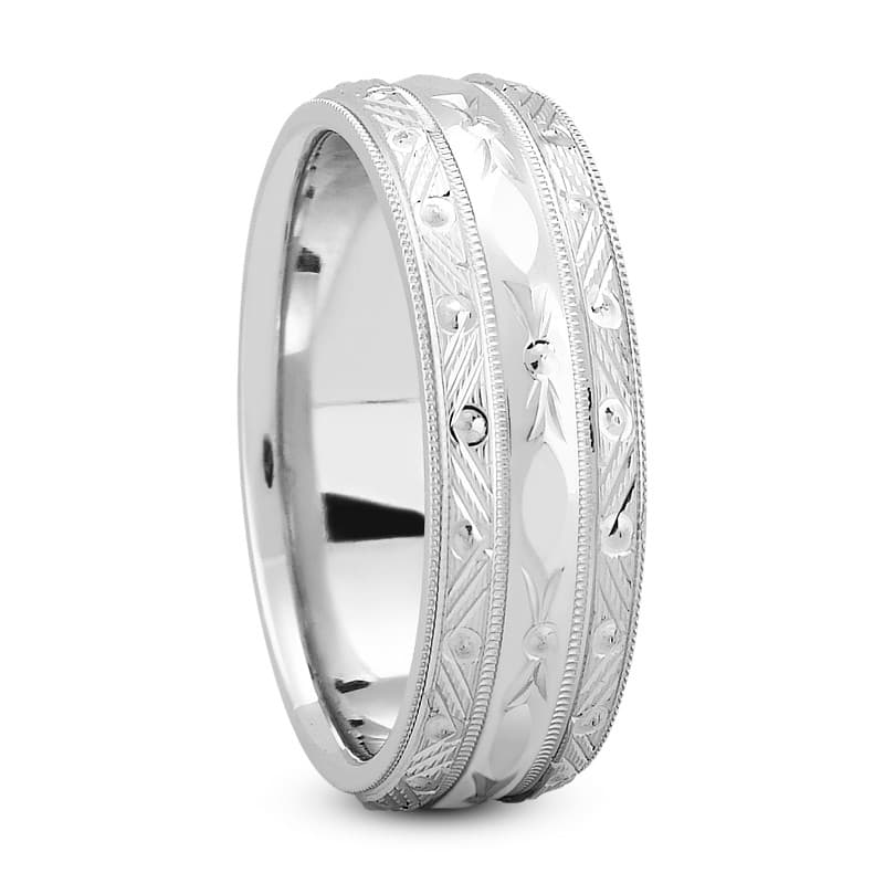 Mens 14KT White Gold Platinum Traditional Wedding Band M1044