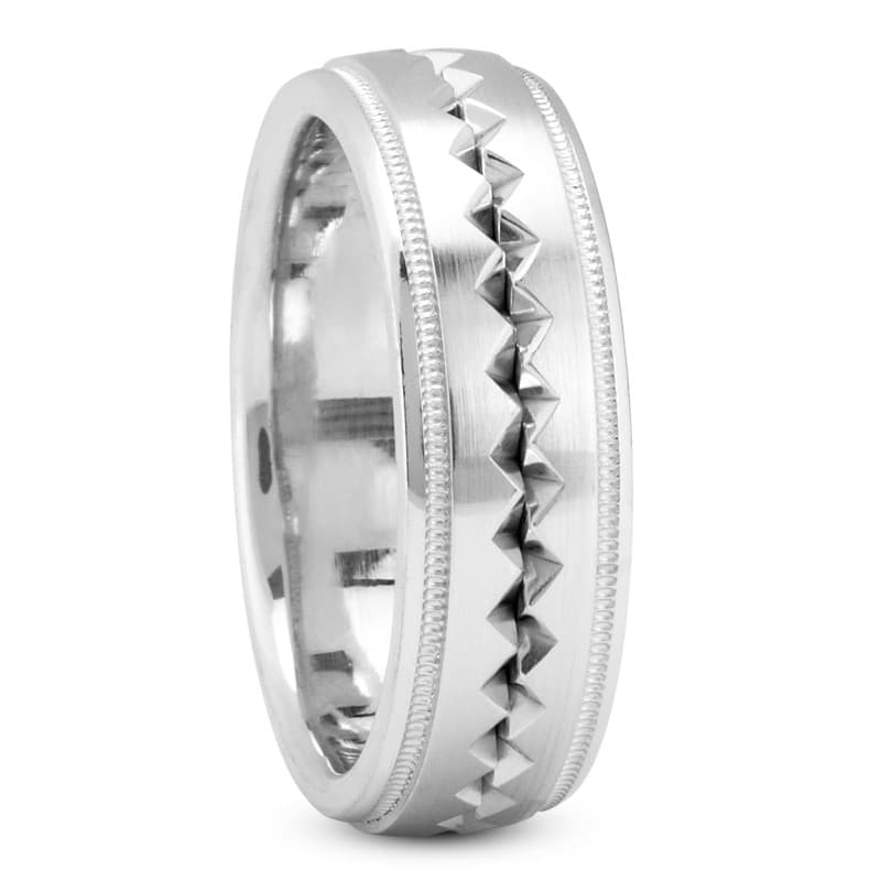 Mens 14KT White Gold Platinum Traditional Wedding Band M183