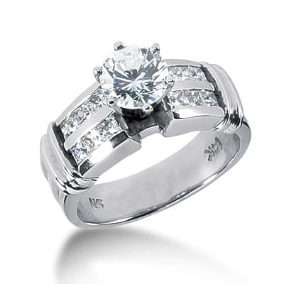 Ladies 14KT White Gold Platinum Fancy Engagement Ring ENR2194
