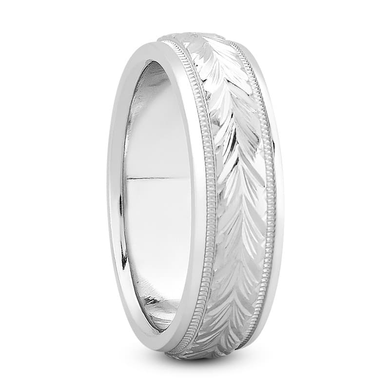 Mens 14KT White Gold Platinum Traditional Wedding Band M479-7