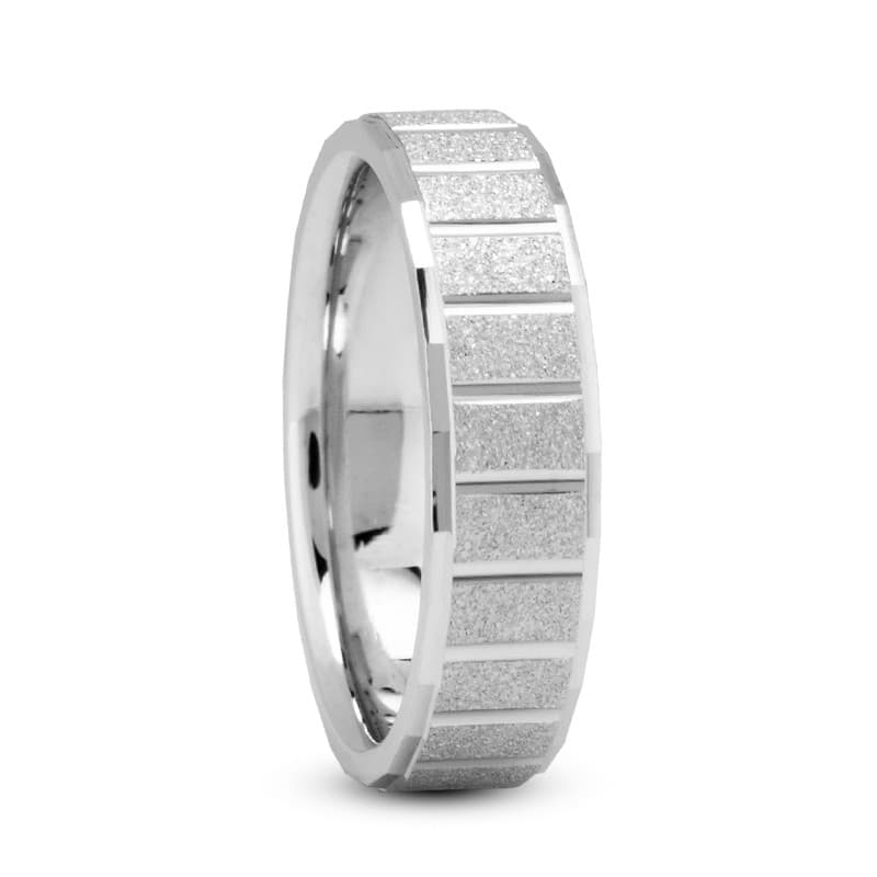 Mens 14KT White Gold Platinum Traditional Wedding Band M590