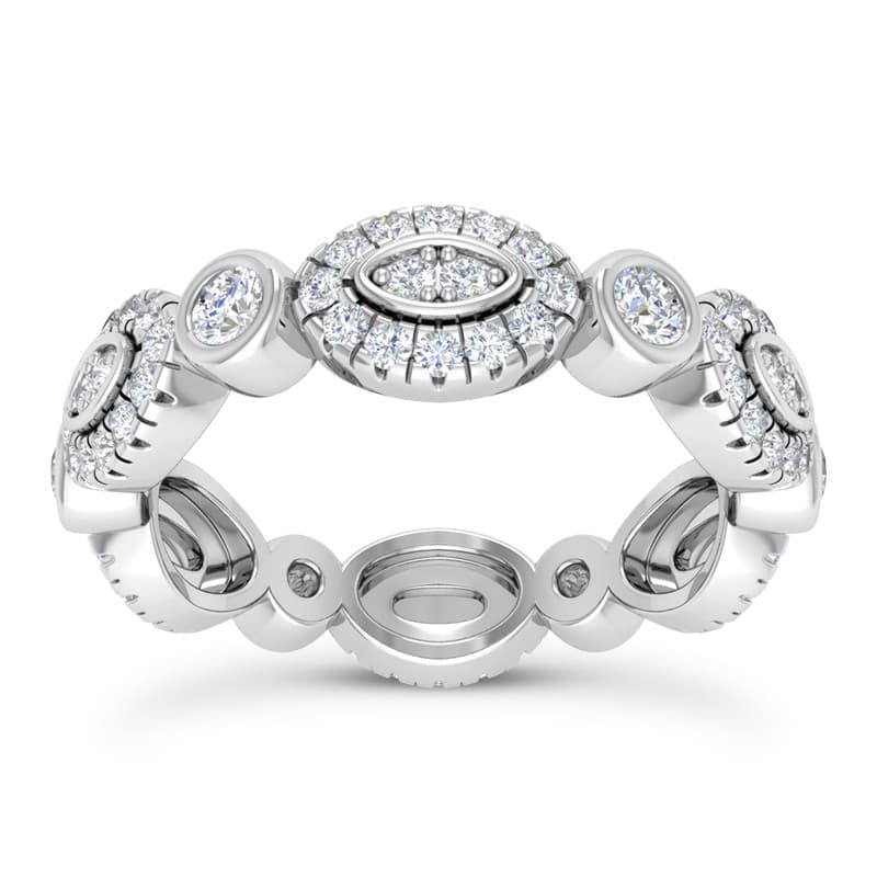 Ladies 14KT White Gold Platinum Eternity Wedding Band EWB555-6