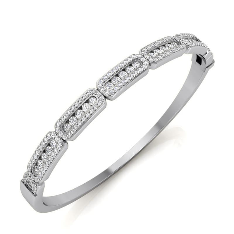 Ladies 14KT White Gold Platinum Bangle BGL221-7