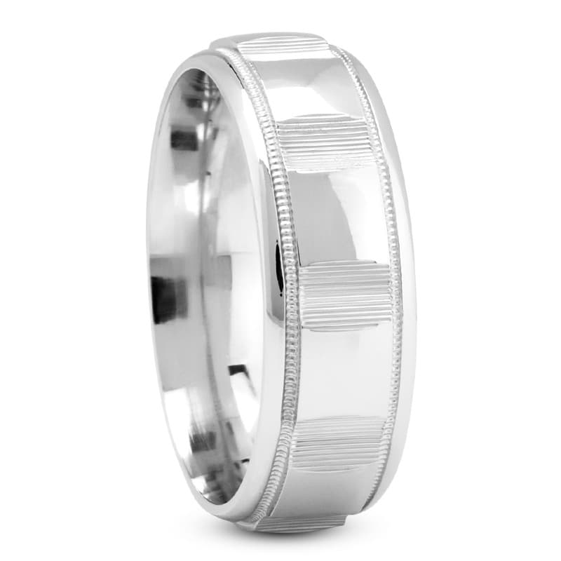 Mens 14KT White Gold Platinum Traditional Wedding Band M1147