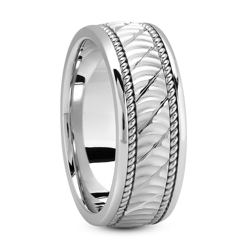 Ladies 14KT White Gold Platinum Traditional Wedding Band HM208