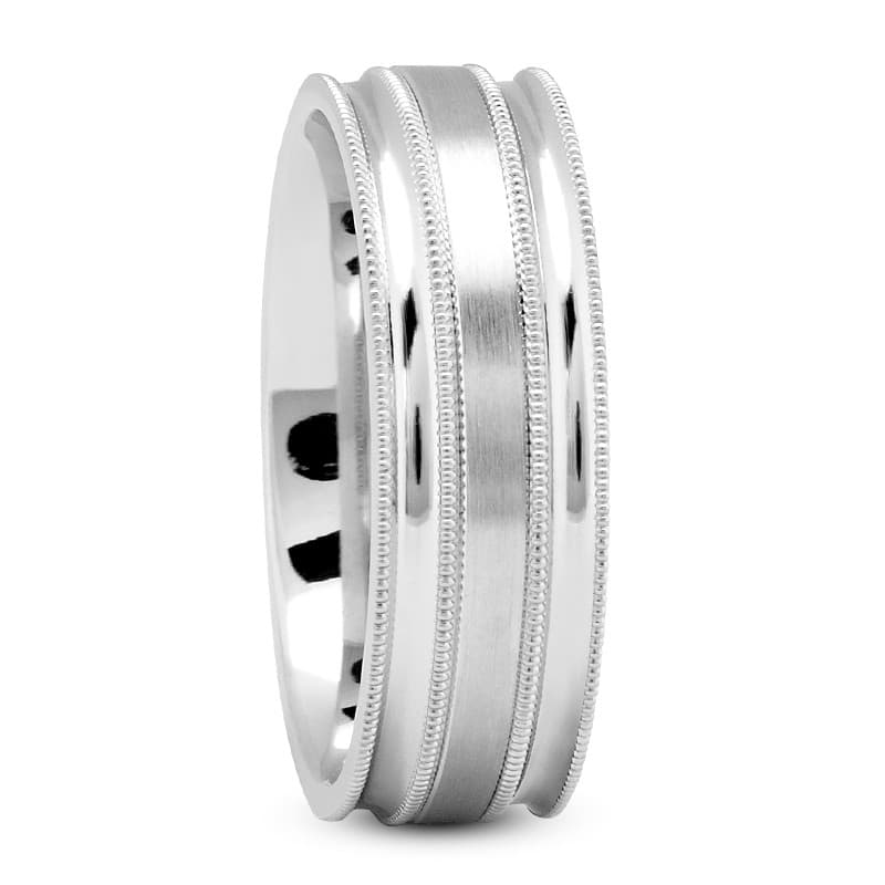 Mens 14KT White Gold Platinum Traditional Wedding Band M357