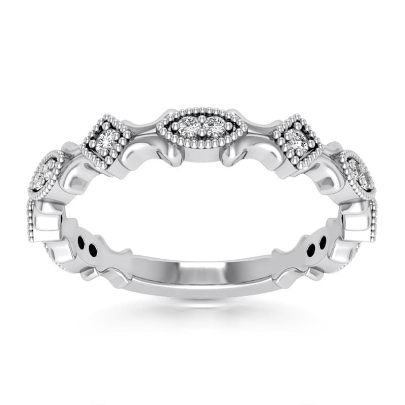 Ladies 14KT White Gold Platinum Diamond Wedding Band WB5392