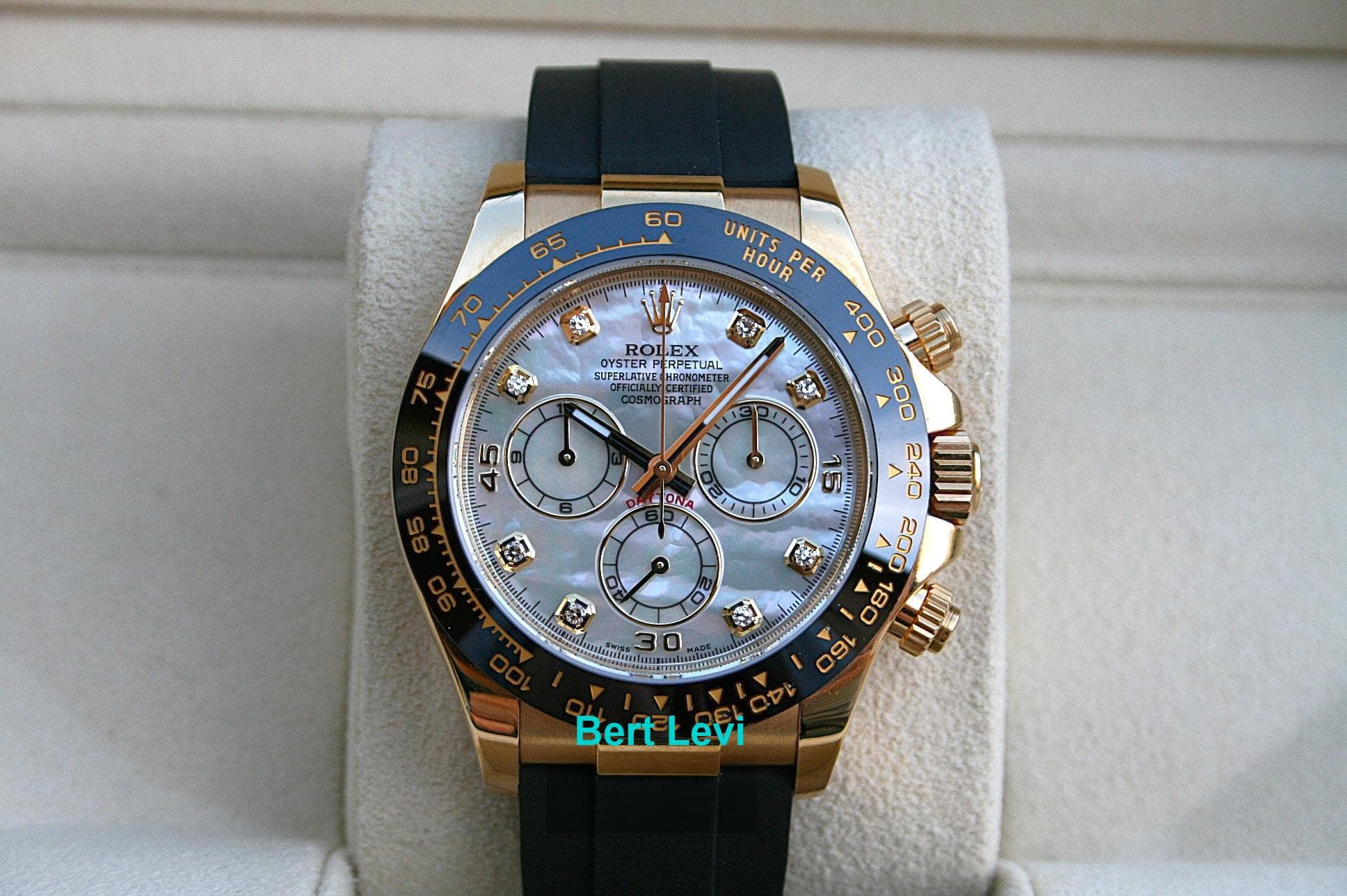 ROLEX 116518 DAYTONA 18K YG OYSTERFLEX WATCH MOP DIAMOND