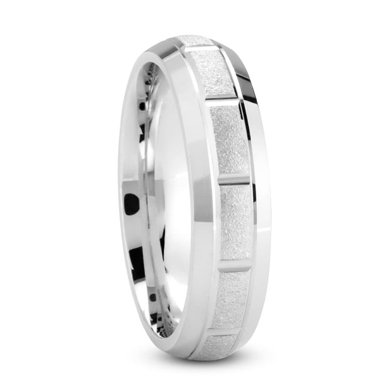 Mens 14KT White Gold Platinum Traditional Wedding Band M595