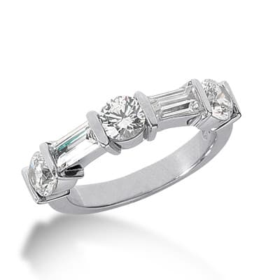 Ladies 14KT White Gold Platinum Diamond Wedding Band WB1912