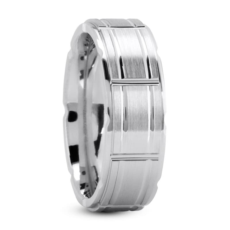 Mens 14KT White Gold Platinum Traditional Wedding Band M430