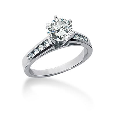 Ladies 14KT White Gold Platinum Fancy Engagement Set ENS511-A
