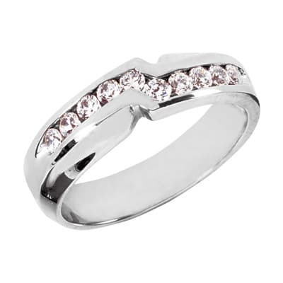 Ladies 14KT White Gold Platinum Round Diamond Wedding Band Set WBS122-G