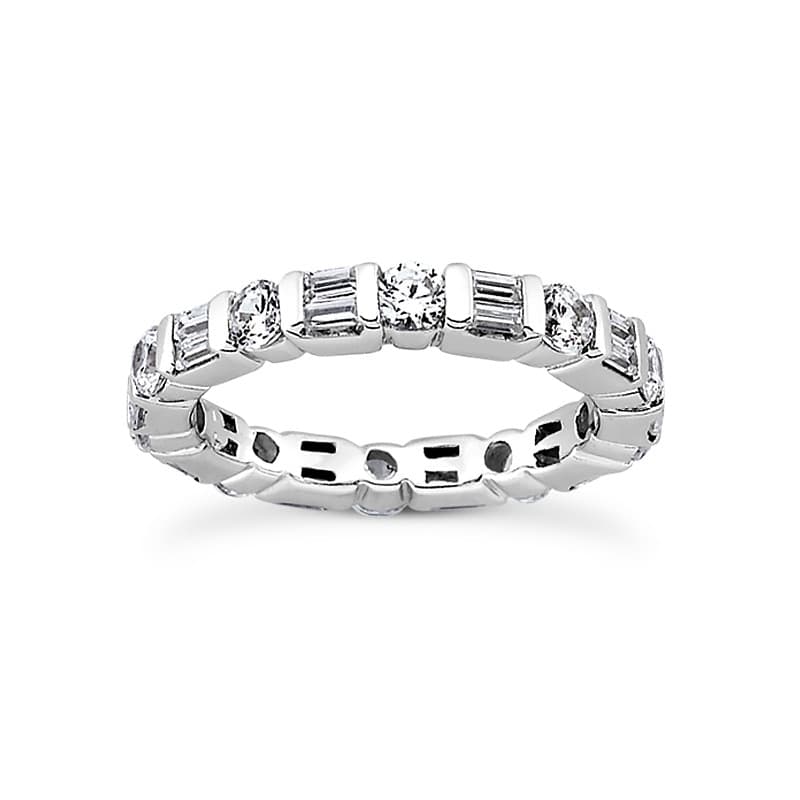 Ladies 14KT White Gold Platinum Eternity Wedding Band EWB393-4