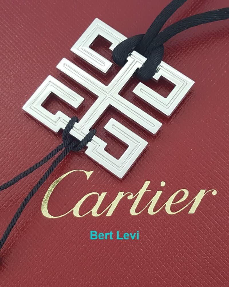 Cartier Le Baiser du Dragon 18K White Gold Ruby Necklace Large 2.25" Square 24"L