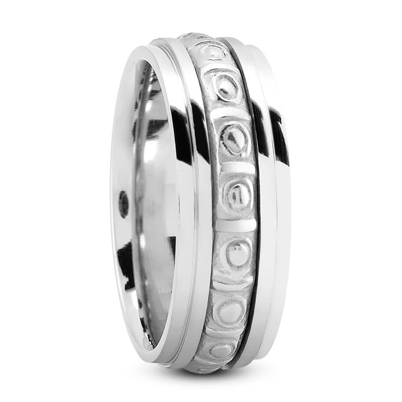 Ladies 14KT White Gold Platinum Traditional Wedding Band HM300