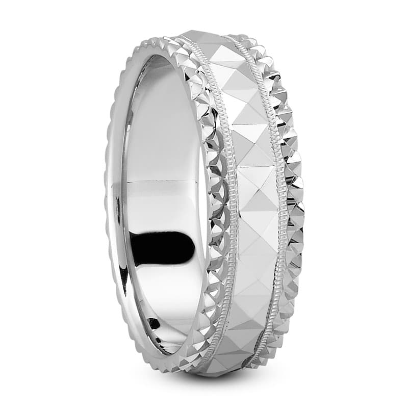 Mens 14KT White Gold Platinum Traditional Wedding Band M1183