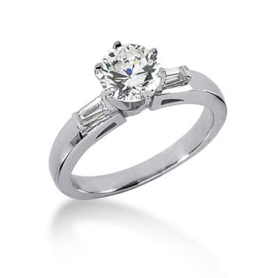 Ladies 14KT White Gold Platinum Tailored Engagement Set ENS220-A