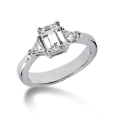 Ladies 14KT White Gold Platinum Three Stones Engagement Set ENS4170-A