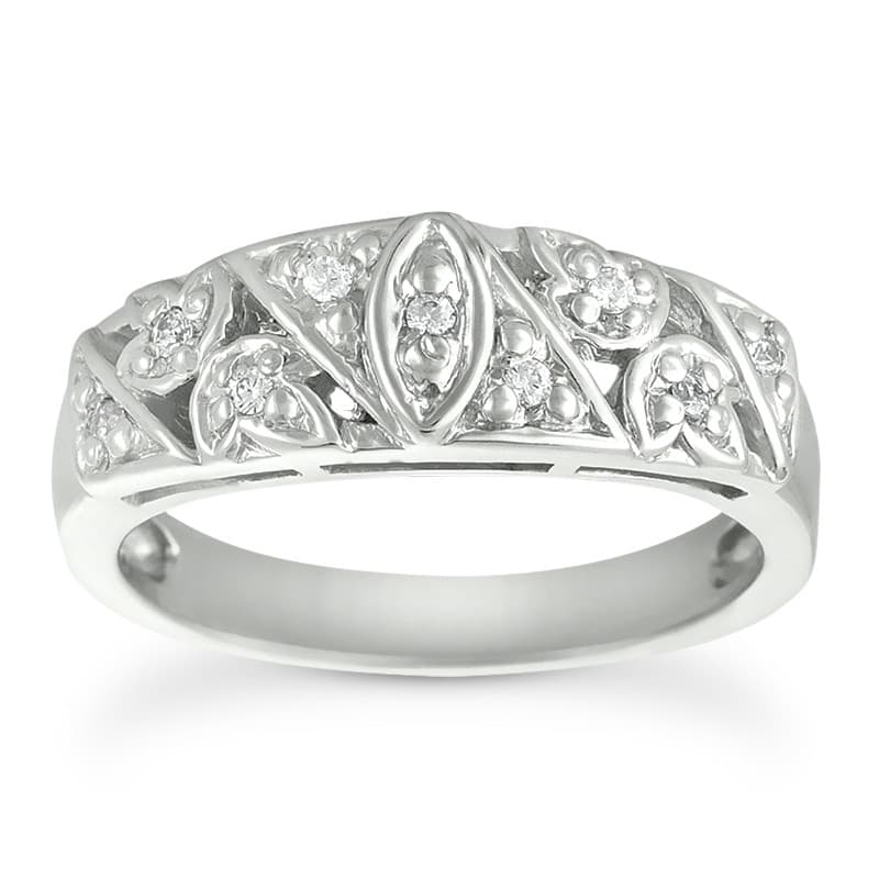Ladies 14KT White Gold Platinum Round Diamond Wedding Band WB1462