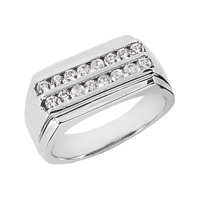 Mens 14KT White Gold Platinum Wedding Band MR1086