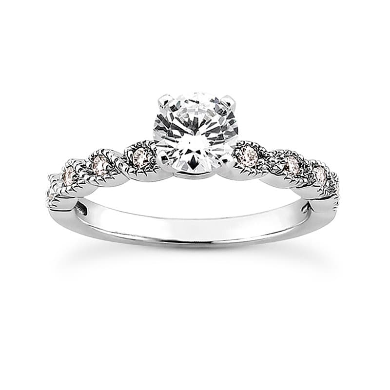 Ladies 14KT White Gold Platinum Round Diamond Engagement Sets ENS3052-A