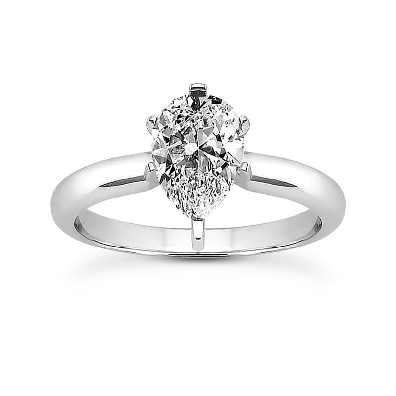 Ladies 14KT White Gold Platinum Solitaire Engagement Set ENS1526-A