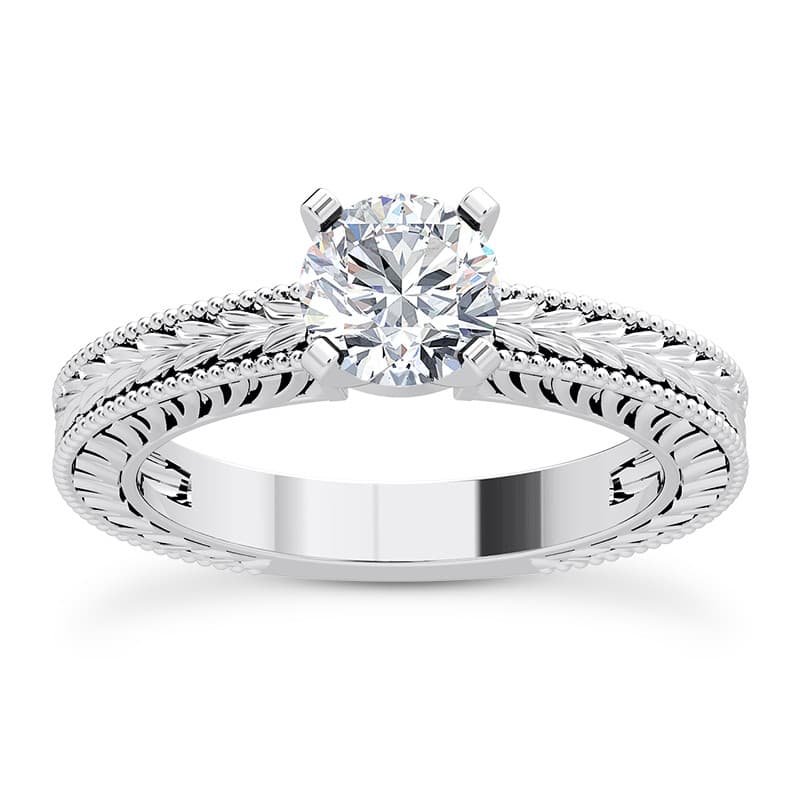 Ladies 14KT White Gold Platinum Solitaire Engagement Set ENS1800-A