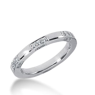 Ladies 14KT White Gold Platinum Round Diamond Wedding Band WB2344