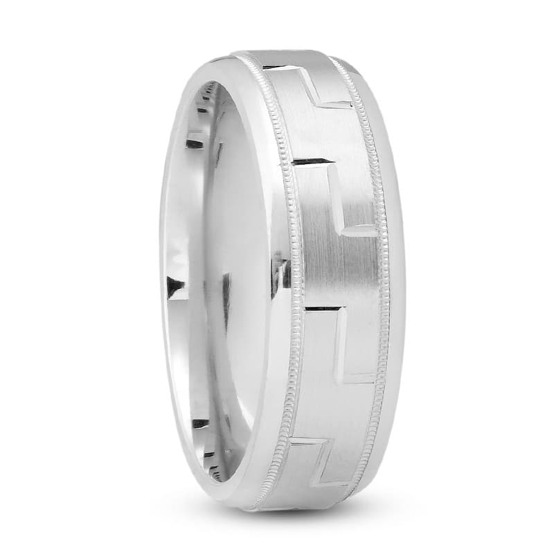 Mens 14KT White Gold Platinum Traditional Wedding Band M690