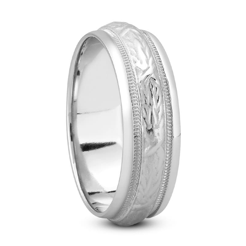 Ladies 14KT White Gold Platinum Traditional Wedding Band HM239