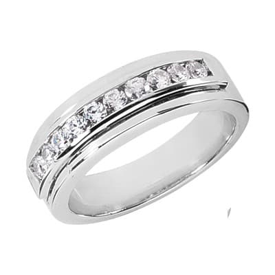 Mens 14KT White Gold Platinum Wedding Band MR1234