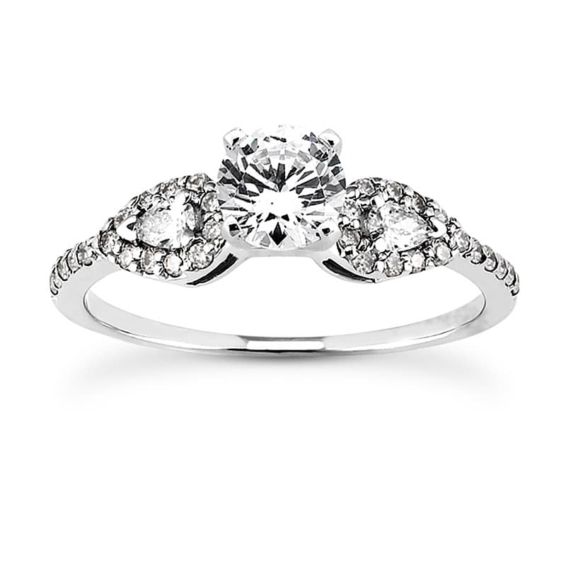Ladies 14KT White Gold Platinum Tailored Engagement Set ENS3109-A