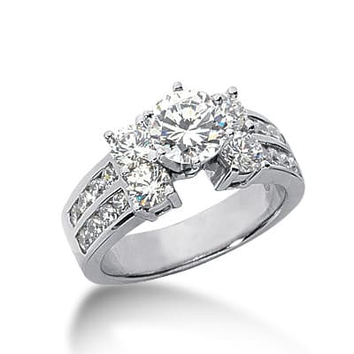Ladies 14KT White Gold Platinum Fancy Engagement Ring ENR903