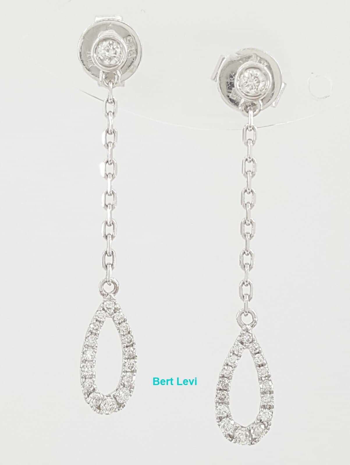 Diamond Drop Dangle Pear Shaped Earrings 0.25 ct 14K White Gold