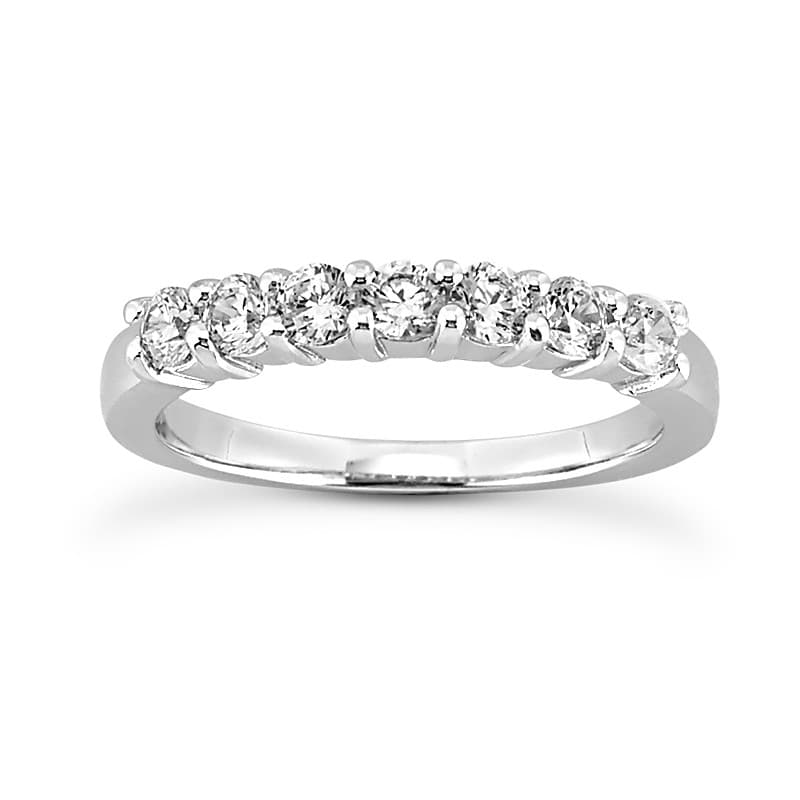 Ladies 14KT White Gold Platinum Round Diamond Wedding Band WB2753