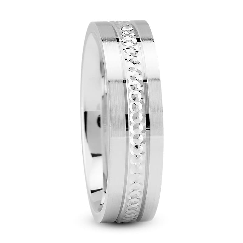Mens 14KT White Gold Platinum Traditional Wedding Band M776