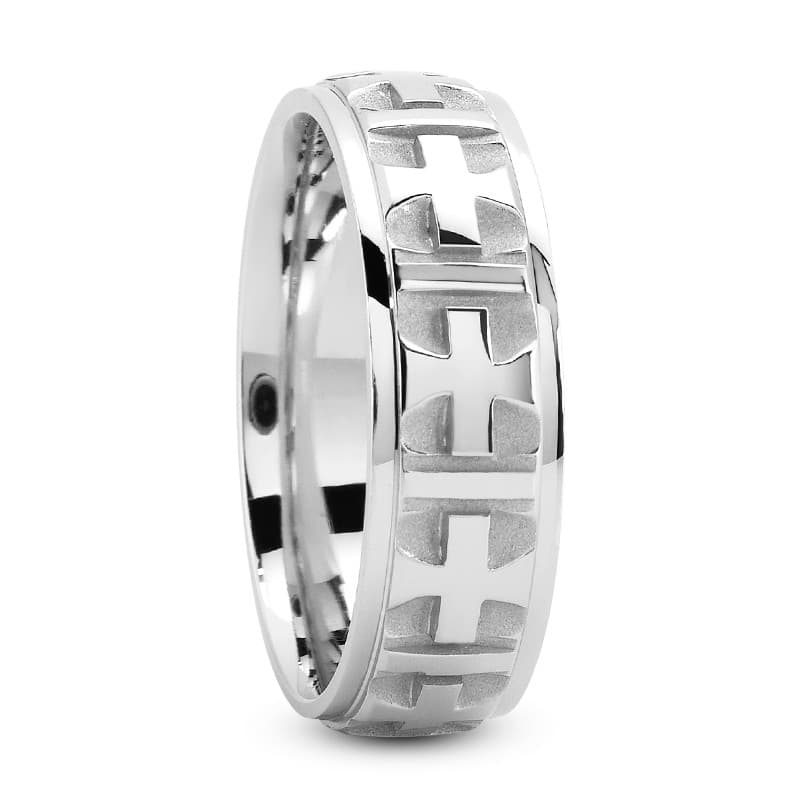 Mens 14KT White Gold Platinum Traditional Wedding Band M1125