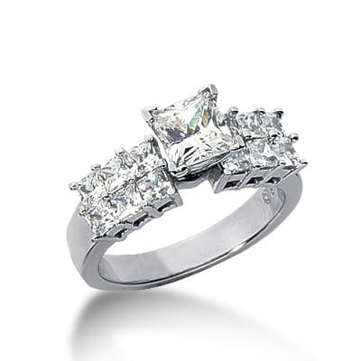 Ladies 14KT White Gold Platinum Fancy Engagement Ring ENR241