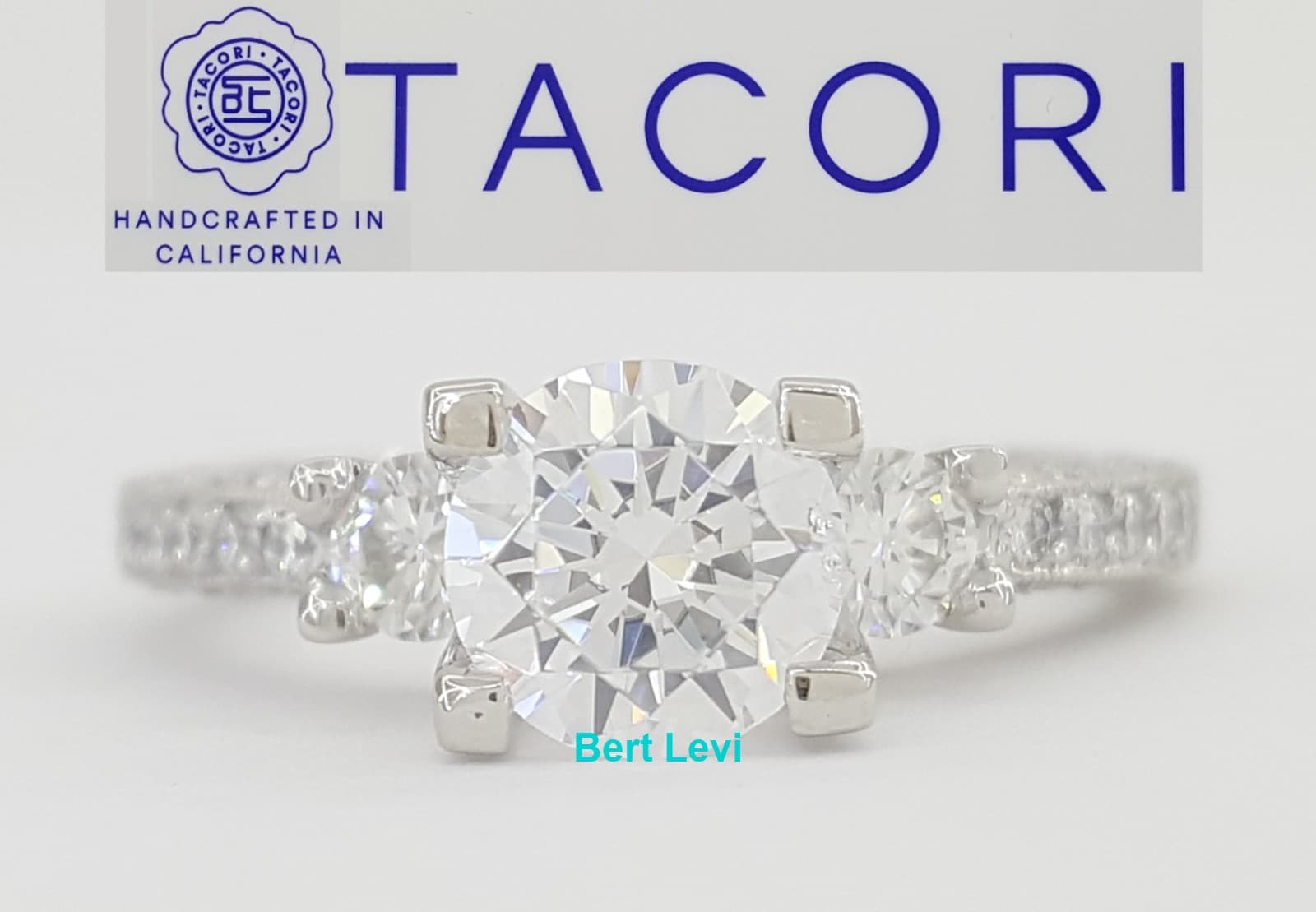 Tacori Crescent Platinum Three 3-Stone Semi-Mount 0.48 ct Engagement Ring $5,720