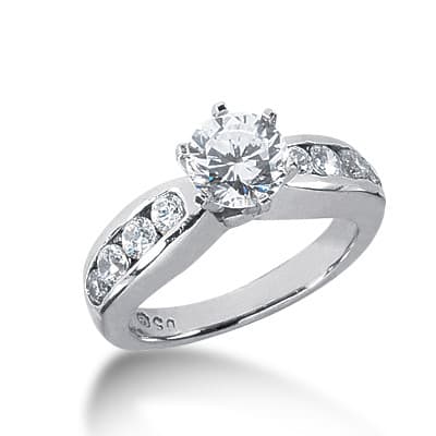 Ladies 14KT White Gold Platinum Fancy Engagement Ring ENR1749
