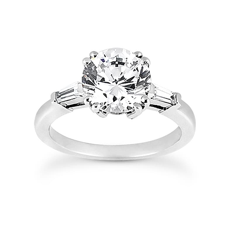 Ladies 14KT White Gold Platinum Tailored Engagement Set ENS918-A