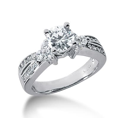 Ladies 14KT White Gold Platinum Fancy Engagement Ring ENR2754