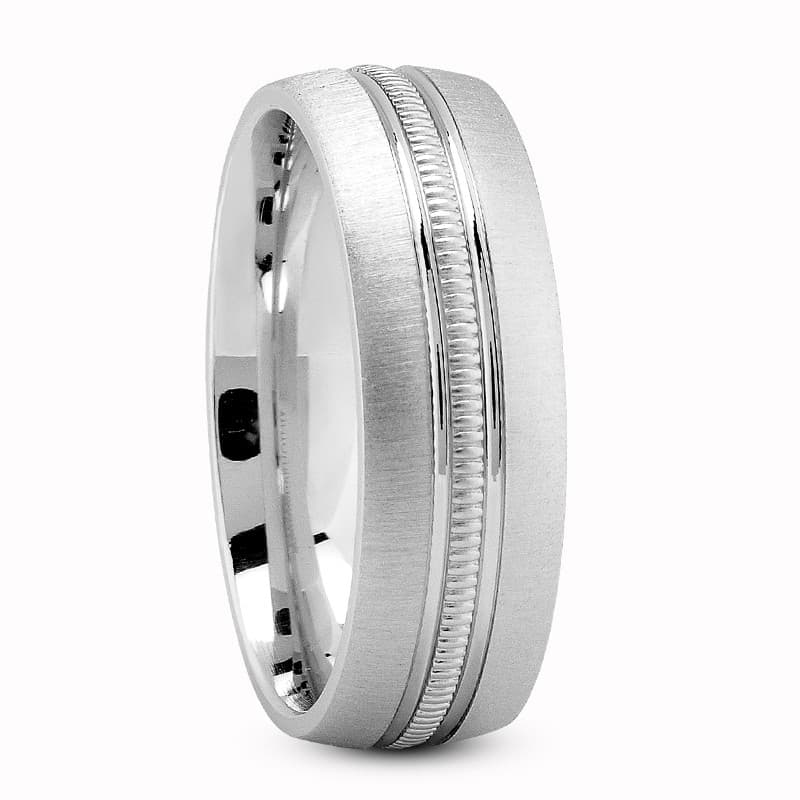 Mens 14KT White Gold Platinum Traditional Wedding Band M120