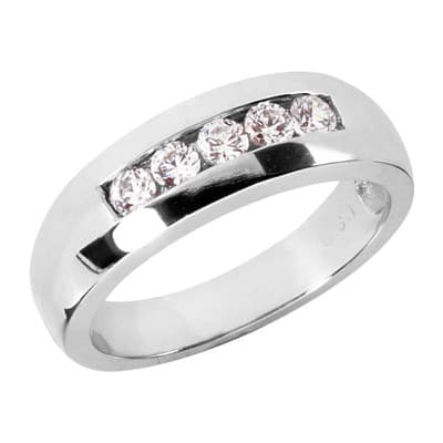 Ladies 14KT White Gold Platinum Round Diamond Wedding Band Set WBS181-G