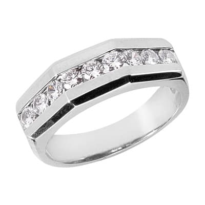 Mens 14KT White Gold Platinum Wedding Band MR1252