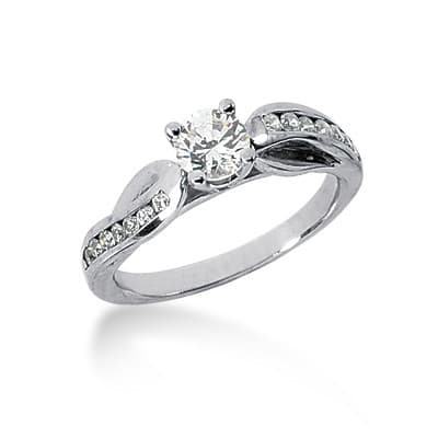 Ladies 14KT White Gold Platinum Fancy Engagement Set ENS504-A