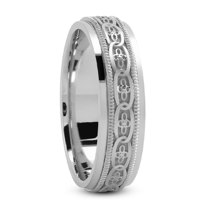 Ladies 14KT White Gold Platinum Traditional Wedding Band HM238