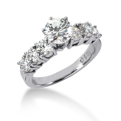 Ladies 14KT White Gold Platinum Fancy Engagement Set ENS776-A