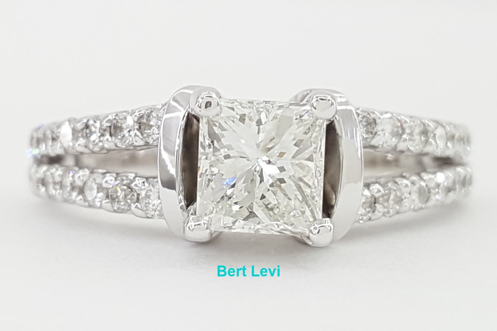 Princess Brilliant Cut Diamond Split Shank Engagement Ring 1.25 ct Retail $2,995